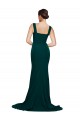 Square Neck Sweep Train Stretch Crepe Midnight Green Sleeveless Semi Formal Evening Dress / Prom Dress / Bridesmaid Dress Darwin