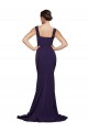 Square Neck Sweep Train Stretch Crepe Dark Navy Sleeveless Semi Formal Evening Dress / Prom Dress / Bridesmaid Dress Darwin