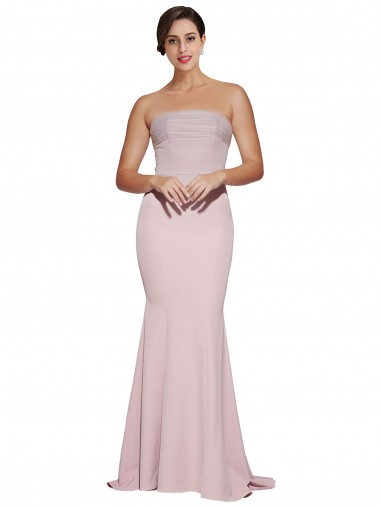 Strapless Sweep Train Stretch Crepe Mauve Sleeveless Formal Evening Gown / Prom Dress / Bridesmaid Dress Darwin