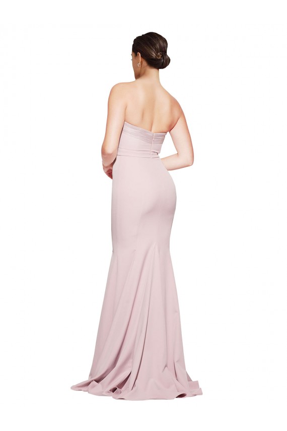Strapless Sweep Train Stretch Crepe Mauve Sleeveless Formal Evening Gown / Prom Dress / Bridesmaid Dress Darwin