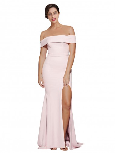 Square Neck Sweep Train Stretch Crepe Pink Sleeveless Formal Evening Gown / Prom Dress / Bridesmaid Dress Darwin