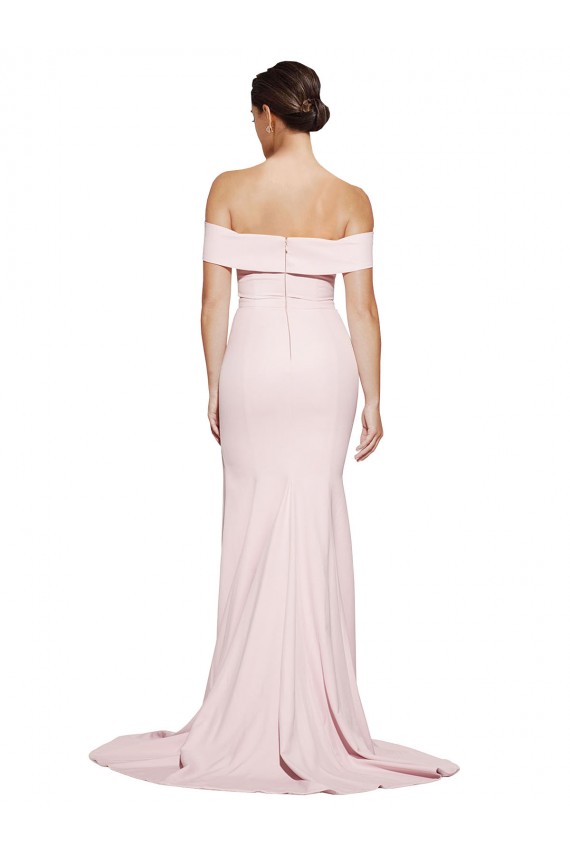 Square Neck Sweep Train Stretch Crepe Pink Sleeveless Formal Evening Gown / Prom Dress / Bridesmaid Dress Darwin