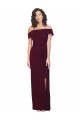 Square Neck Long Stretch Crepe Burgundy Gold Sleeveless Formal Evening Gown / Prom Dress / Bridesmaid Dress Darwin
