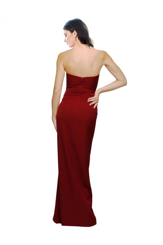 Sweetheart Long Stretch Crepe Burgundy Sleeveless Bridesmaid Dress / Evening Dress Darwin