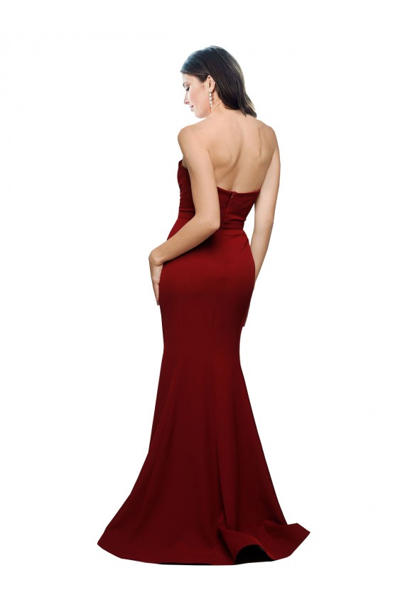 Strapless Long Stretch Crepe Burgundy Sleeveless Formal Evening Gown / Prom Dress / Bridesmaid Dress Darwin