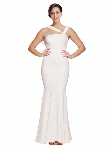 Square Neck Long Stretch Crepe Ivory Sleeveless Formal Evening Gown / Prom Dress / Bridesmaid Dress Darwin