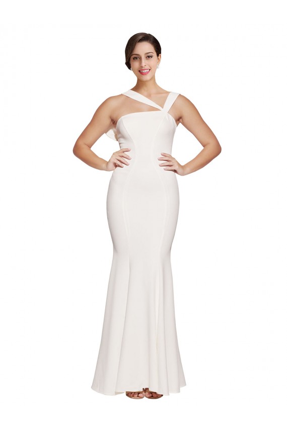 Square Neck Long Stretch Crepe Ivory Sleeveless Formal Evening Gown / Prom Dress / Bridesmaid Dress Darwin