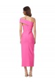 One Shoulder Midi Length Stretch Crepe Fuchsia Sleeveless Evening Gown / Prom Dress / Bridesmaid Dress Darwin