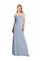 Square Neck Long Stretch Crepe Smoke Blue Sleeveless Prom Dress / Bridesmaid Dress Darwin