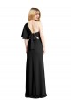 One Shoulder Long Stretch Crepe Black Flutter Sleeves Formal Evening Gown / Prom Dress / Bridesmaid Dress Darwin