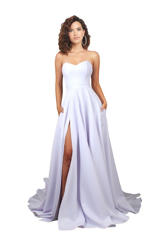 Sweetheart Long Stretch Crepe White Sleeveless Beach Wedding Dress Darwin