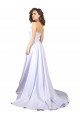 Sweetheart Long Stretch Crepe White Sleeveless Beach Wedding Dress Darwin