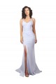 High Neck Long Stretch Crepe White Sleeveless Beach Wedding Dress Darwin