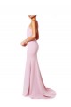 Square Neck Long Stretch Crepe Pink Sleeveless Prom Dress / Bridesmaid Dress Darwin