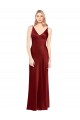 V-Neck Long Stretch Satin Burgundy Sleeveless Formal Evening Gown / Prom Dress / Bridesmaid Dress Darwin