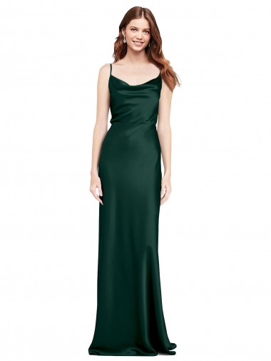 Cowl Neck Long Stretch Satin Hunter Sleeveless Black Tie Evening Gown / Prom Dress / Bridesmaid Dress Darwin