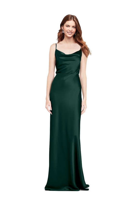 Cowl Neck Long Stretch Satin Hunter Sleeveless Black Tie Evening Gown / Prom Dress / Bridesmaid Dress Darwin