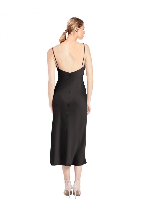Cowl Neck Midi Length Stretch Satin Black Sleeveless Formal Evening Gown / Prom Dress / Bridesmaid Dress Darwin