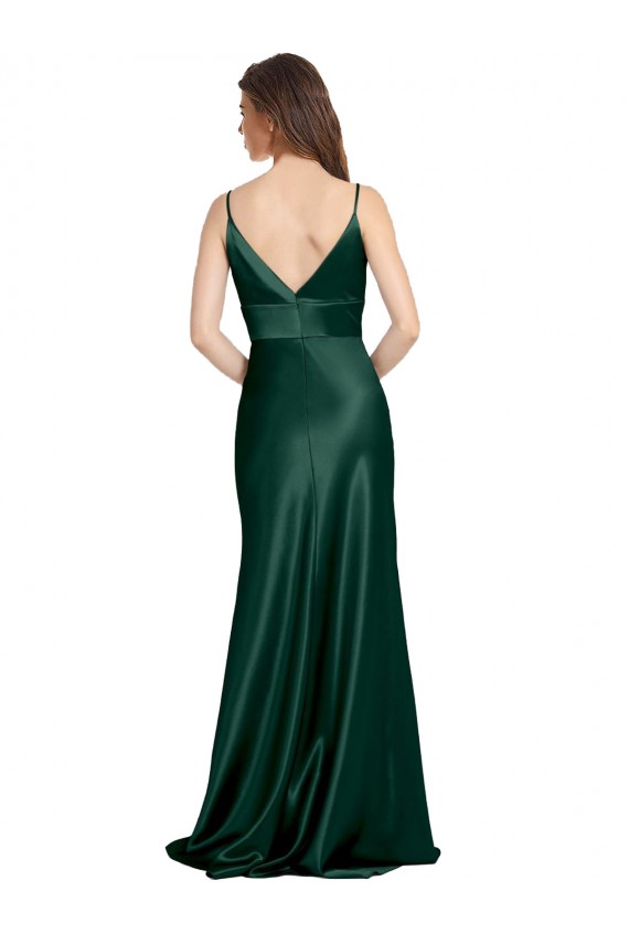 High Neck Long Stretch Satin Hunter Sleeveless Formal Evening Gown / Prom Dress / Bridesmaid Dress Darwin