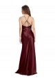 V-Neck Long Stretch Satin Burgundy Gold Sleeveless Formal Evening Gown / Prom Dress / Bridesmaid Dress Darwin