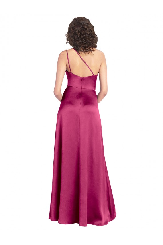 One Shoulder Long Stretch Satin Fuchsia Sleeveless Formal Evening Gown / Prom Dress / Bridesmaid Dress Darwin