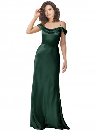 Spaghetti Straps Long Stretch Satin Hunter Sleeveless Formal Evening Gown / Prom Dress / Bridesmaid Dress Darwin