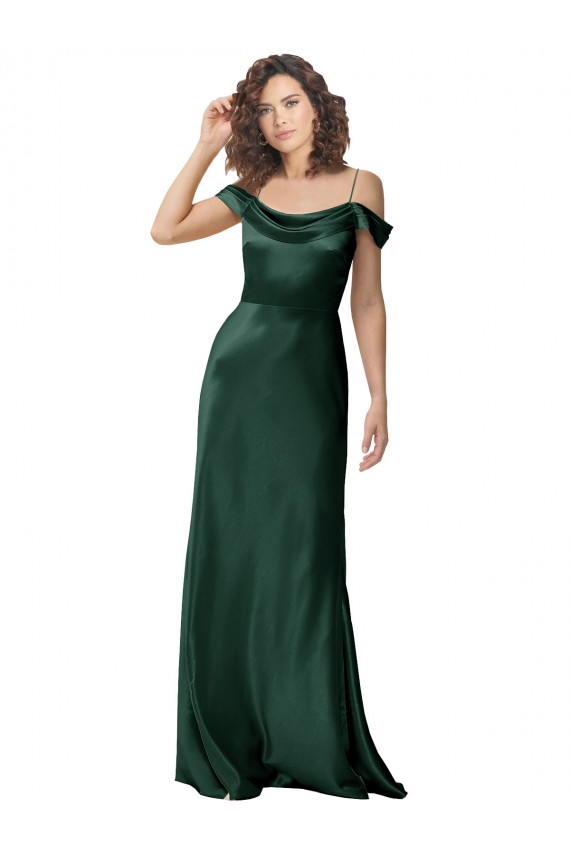 Spaghetti Straps Long Stretch Satin Hunter Sleeveless Formal Evening Gown / Prom Dress / Bridesmaid Dress Darwin