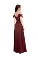 V-Neck Long Stretch Satin Burgundy Gold Sleeveless Formal Dress / Bridesmaid Dress Darwin