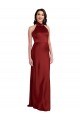 Halter Neck Long Stretch Satin Burgundy Sleeveless Black Tie Evening Gown / Prom Dress / Bridesmaid Dress Darwin