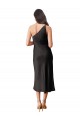 One Shoulder Midi Length Stretch Satin Black Sleeveless Black Tie Evening Dress / Prom Dress / Bridesmaid Dress Darwin