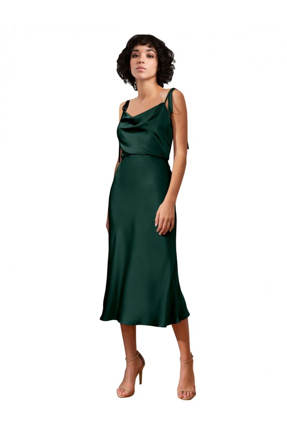 Cowl Neck Midi Length Stretch Satin Hunter Sleeveless Black Tie Evening Gown / Prom Dress / Bridesmaid Dress Darwin