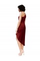 One Shoulder Midi Length Stretch Satin Burgundy Sleeveless Black Tie Evening Gown / Prom Dress / Bridesmaid Dress Darwin
