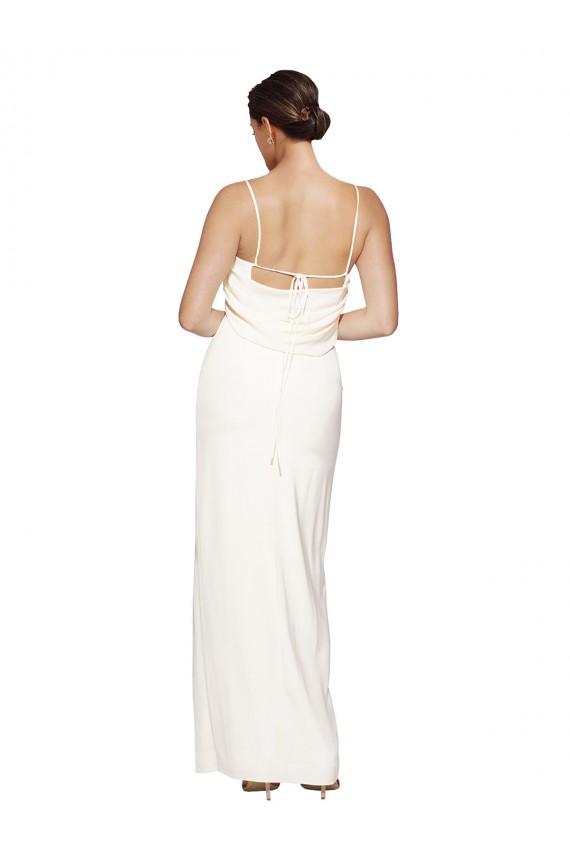 High Neck Long Stretch Satin Ivory Sleeveless Formal Evening Gown / Prom Dress / Bridesmaid Dress Darwin