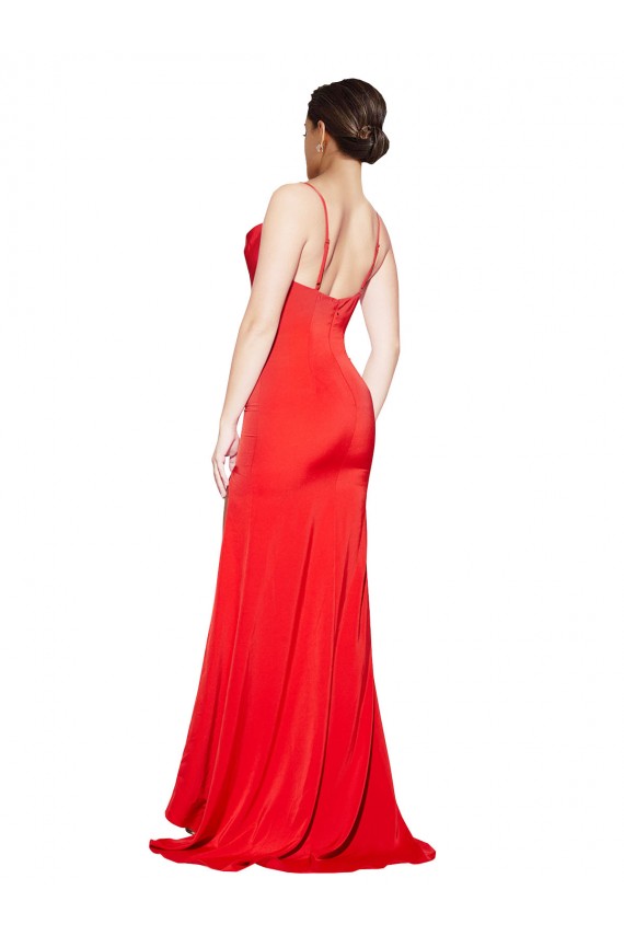 Strapless Long Stretch Satin Red Sleeveless Formal Evening Gown / Prom Dress / Bridesmaid Dress Darwin