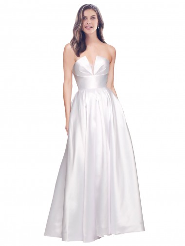 Strapless Long Stretch Satin White Sleeveless Formal Evening Gown / Prom Dress / Bridesmaid Dress Darwin