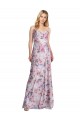 Cowl Neck Long Stretch Satin & Floral Sleeveless Formal Evening Gown / Bridesmaid Dress Darwin