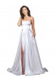 Spaghetti Straps Long Stretch Satin White Sleeveless Beach Wedding Dress Darwin