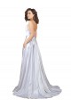 Spaghetti Straps Long Stretch Satin White Sleeveless Beach Wedding Dress Darwin