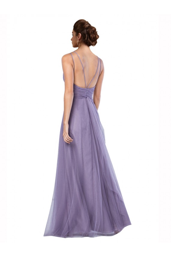 Spaghetti Straps Long Tulle Watermelon Sleeveless Bridesmaid Dress Darwin