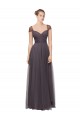 Sweetheart Long Tulle Pewter Cap Sleeves Bridesmaid Dress Darwin