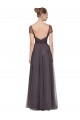 Sweetheart Long Tulle Pewter Cap Sleeves Bridesmaid Dress Darwin