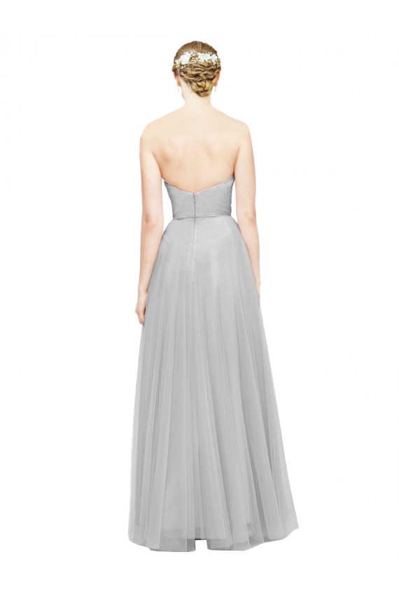 Sweetheart Long Tulle Silver Sleeveless Bridesmaid Dress Darwin