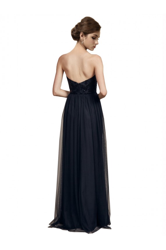 Strapless Long Tulle Black Sleeveless Bridesmaid Gown Darwin