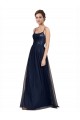Spaghetti Straps Long Tulle & Lace Dark Navy Sleeveless Bridesmaid Dress Darwin