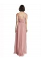 V-Neck Long Tulle Rose Pink Sleeveless Bridesmaid Dress Darwin