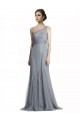 One Shoulder Long Tulle Slate Grey Sleeveless Bridesmaid Dress Darwin