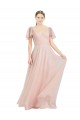 V-Neck Long Tulle Pink Flutter Sleeves Formal Dress / Bridesmaid Dress Darwin