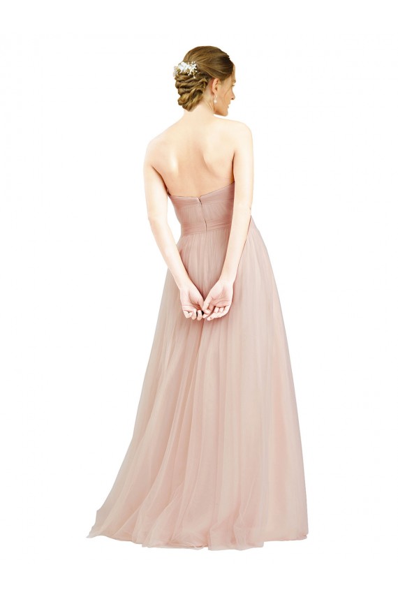 Strapless Long Tulle Pink Sleeveless Semi Formal Dress / Bridesmaid Dress Darwin