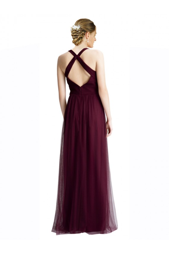 V-Neck Long Tulle Red Sleeveless Bridesmaid Dress / Evening Dress Darwin