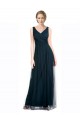 V-Neck Long Tulle Blue Sleeveless Bridesmaid Dress Darwin